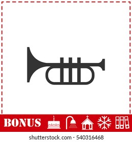 Trumpet icon flat. Simple vector symbol and bonus icon