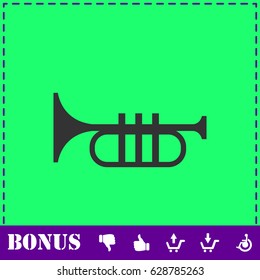 Trumpet icon flat. Simple vector symbol and bonus icon