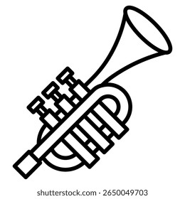 ícone de trompete plano fino contorno arte logotipo