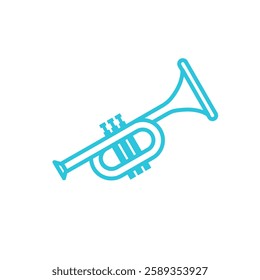 Trumpet icon, Isolated on white, Blue icon set