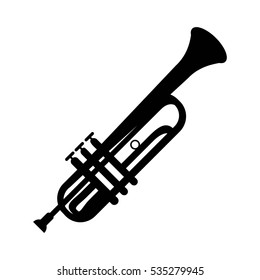 Trumpet icon, isolated on white background. Musical instrument icon. Vector illustration.