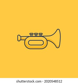 trumpet Icon Isolated On yellow Background