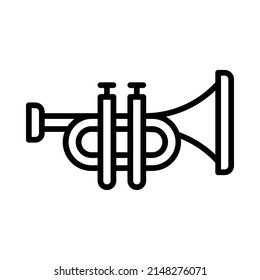 Trumpet Icon. Line Art Style Design Isolated On White Background