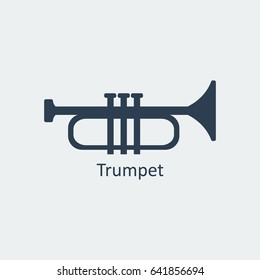 Trumpet icon. Musical symbol. Silhouette vector icon