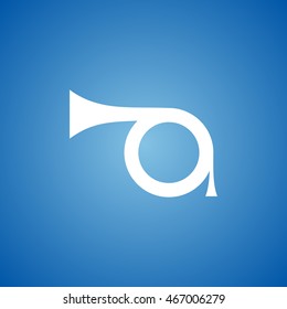 Trumpet  Icon on blue color. 