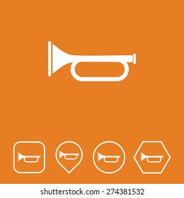 Trumpet  Icon on Flat UI Colors with Different Shapes. Eps-10.