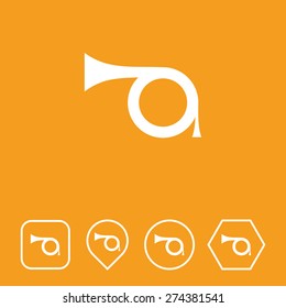 Trumpet Icon on Flat UI Colors with Different Shapes. Eps-10.