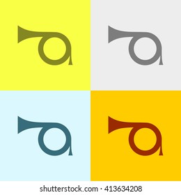 Trumpet Icon on Four Different Backgrounds. Eps-10.
