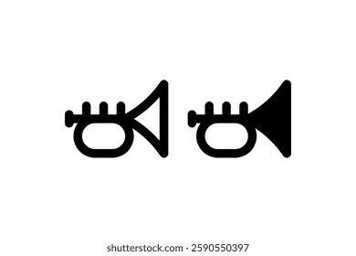 Trumpet icon in outline and solid style Vector