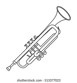 Trumpet icon in outline style isolated on white background. Musical instruments symbol stock vector illustration