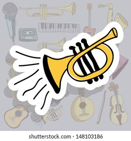 trumpet icon over gray background vector illustration 