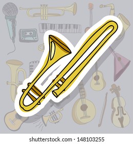 trumpet icon over gray background vector illustration 