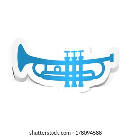 Trumpet Icon with Paper Design.