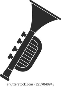 Icono de trompeta, icono de instrumento de música de partido, vector negro