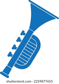 Trumpet icon, party music instrument icon blue vector