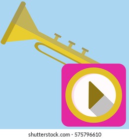 Trumpet Icon With Play Button
