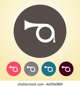 Trumpet Icon in round shape. 