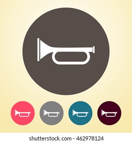 Trumpet Icon in round shape. 