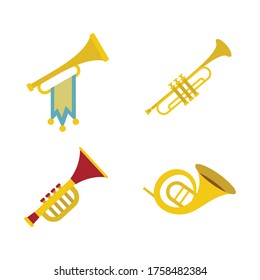 Trumpet icon set. Flat set of trumpet vector icons for web design isolated on white background