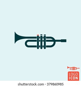 Trumpet icon. Signal horn icon isolated, minimal design. Vector illustration