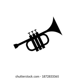 Trumpet icon silhouette isolate don white background.  Musical instruments. Vector stock