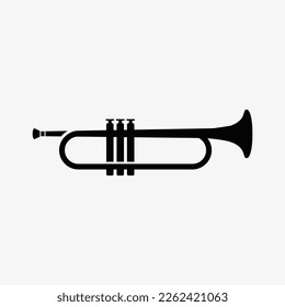 Trumpet icon silhouette music instrument.