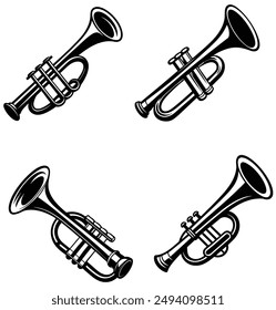 Trumpet Icon Silhouette Vector Illustration. This is an editable and printable