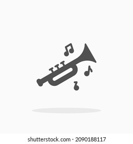 Trumpet icon. Solid or glyph style. Vector illustration. Enjoy this icon for your project.