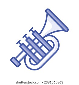 Trumpet icon in trendy style, music instrument, musical art and composition theme Vector illustration