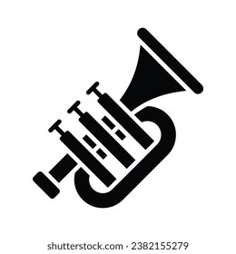 Trumpet icon in trendy style, music instrument, musical art and composition theme Vector illustration