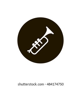 Trumpet icon vector, clip art. Also useful as logo, circle app icon, silhouette and illustration.