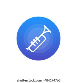 Trumpet icon vector, clip art. Also useful as logo, circle app icon, silhouette and illustration.