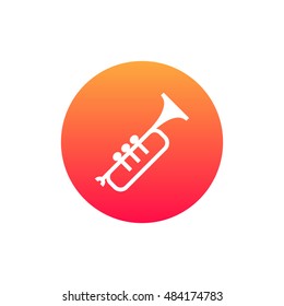 Trumpet icon vector, clip art. Also useful as logo, circle app icon, silhouette and illustration.