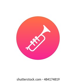 Trumpet icon vector, clip art. Also useful as logo, circle app icon, silhouette and illustration.