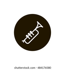 Trumpet icon vector, clip art. Also useful as logo, circle app icon, silhouette and illustration.