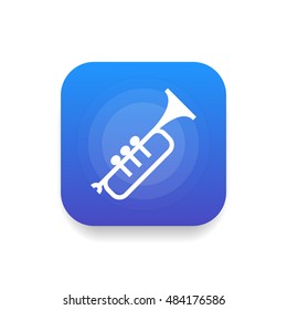 Trumpet icon vector, clip art. Also useful as logo, square app icon, silhouette and illustration.