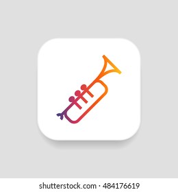 Trumpet icon vector, clip art. Also useful as logo, square app icon, silhouette and illustration.