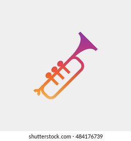 Trumpet icon vector, clip art. Also useful as logo, silhouette and illustration.