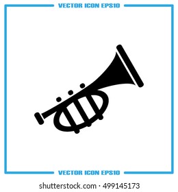 Trumpet icon vector EPS 10, abstract sign musical instrument flat design,  illustration modern isolated badge for website or app.