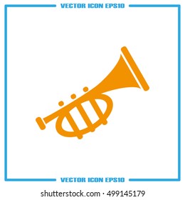 Trumpet icon vector EPS 10, abstract sign musical instrument flat design,  illustration modern isolated badge for website or app.