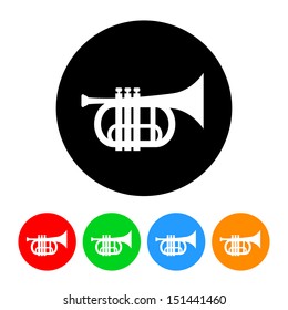 Trumpet Icon. Vector format with color variations.