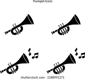 trumpet icons isolated on white background from music instruments collection. trumpet icon thin line outline linear trumpet symbol for logo, web, app, UI. trumpet icon simple sign with glyph style.