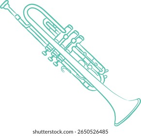 Trumpet illustration. Classic trumpet sketch. Orchestra equipment. Musical instrument doodle.