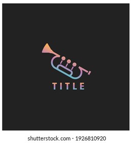 Trumpet illustration line design vector icon logo template color