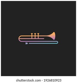 Trumpet illustration line design vector icon logo template color