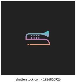 Trumpet illustration line design vector icon logo template color