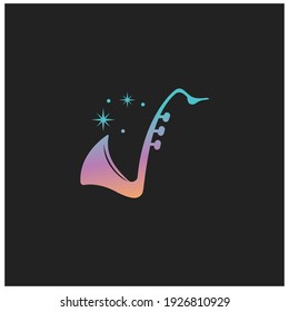 Trumpet illustration line design vector icon logo template color