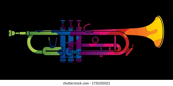 Trumpet instrument cartoon music graphic vector