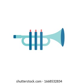 trumpet instrument flat style icon design, Music sound melody song musical art and composition theme Vector illustration