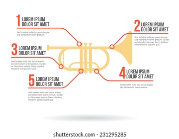 Trumpet instrument icon, vector infographic 